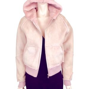 UGG Pink Suede Bomber Coat